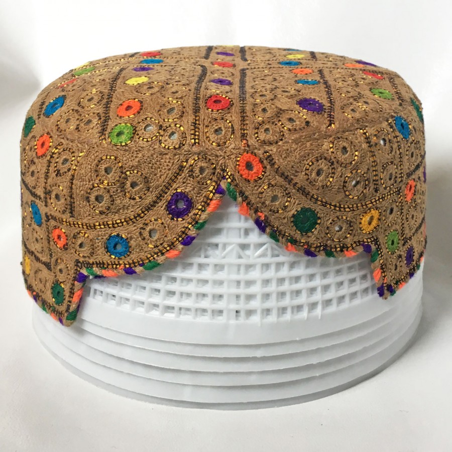 Khaki Mutlicolor Bugti / Balochi Cap or Topi MKC-873